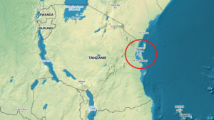 mapa Tanzánie s vyznačením ostrova Zanzibar