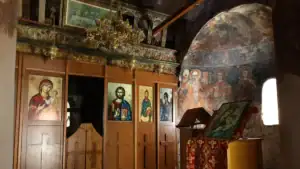 výzdoba pravoslavného kláštera Kakome v jižní Albánii