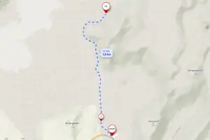 Mapa pěší túry od parkoviště P1 k sopce Sundhnúkur na Reykjaneském poloostrově
